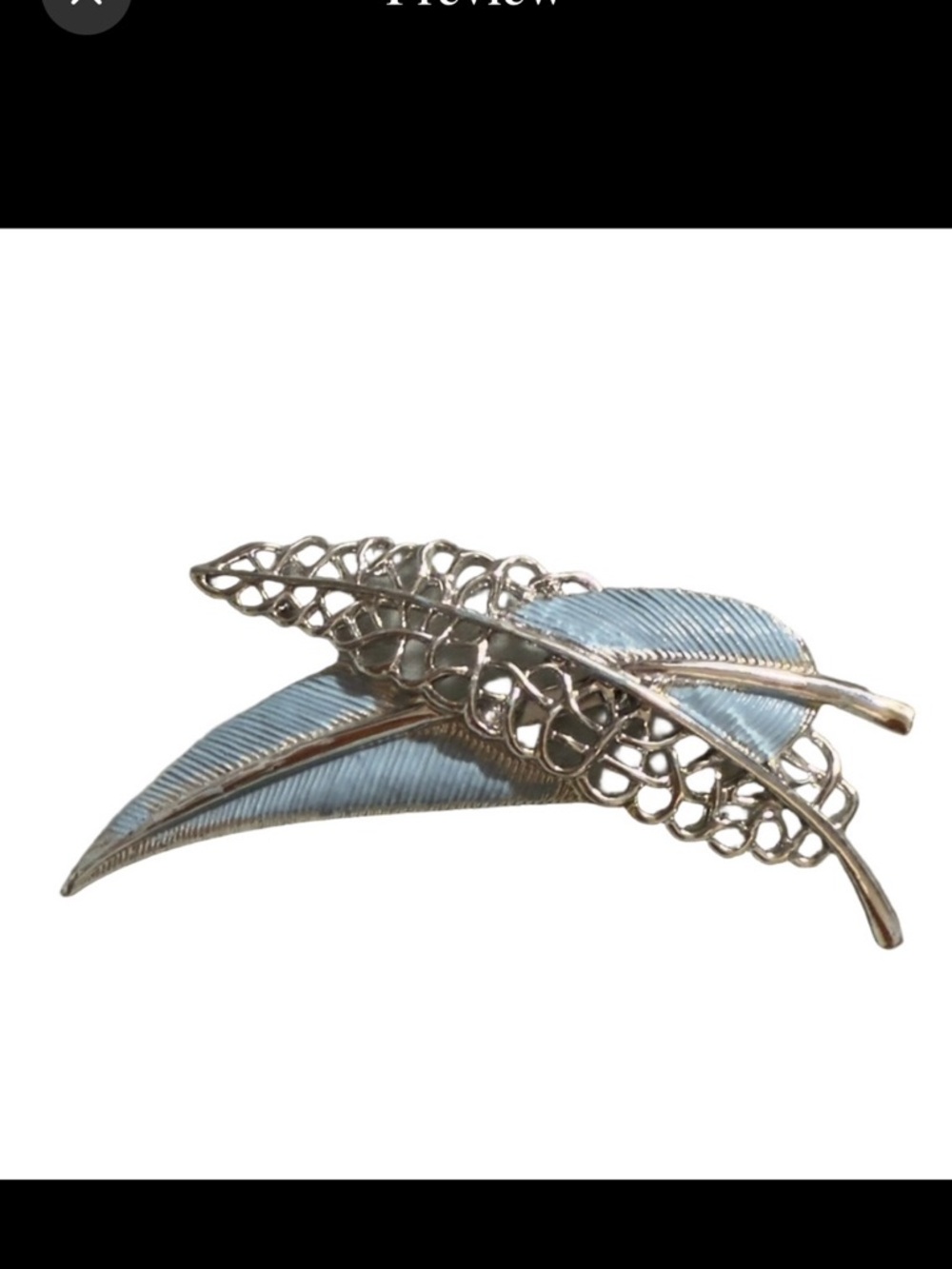 Fashion brooch silver tone & light blue leaf Women’s costume jewelry